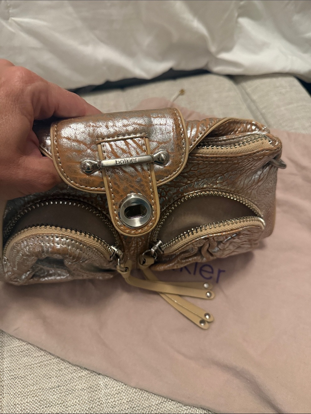 Botkier Tan Brown Textured Leather Shoulder Bag - Picture 6 of 12